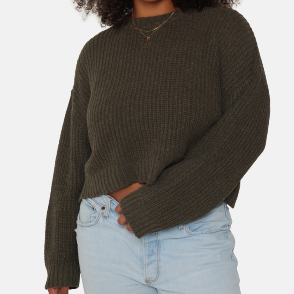 SET ACTIVE - CROPPED KNIT SWEATER (SHADOW)